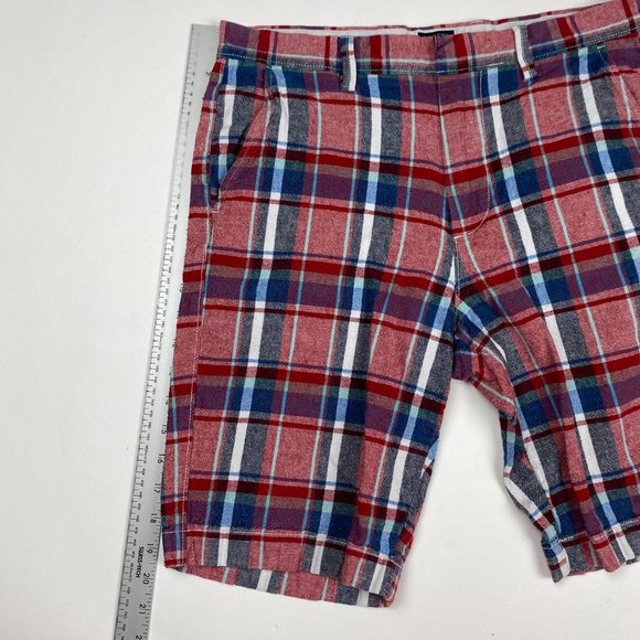 J.CREW Rivington Linen Blend Shorts Mens 31 Red Check Plaid Chino Bermuda J Crew - Picture 7 of 9